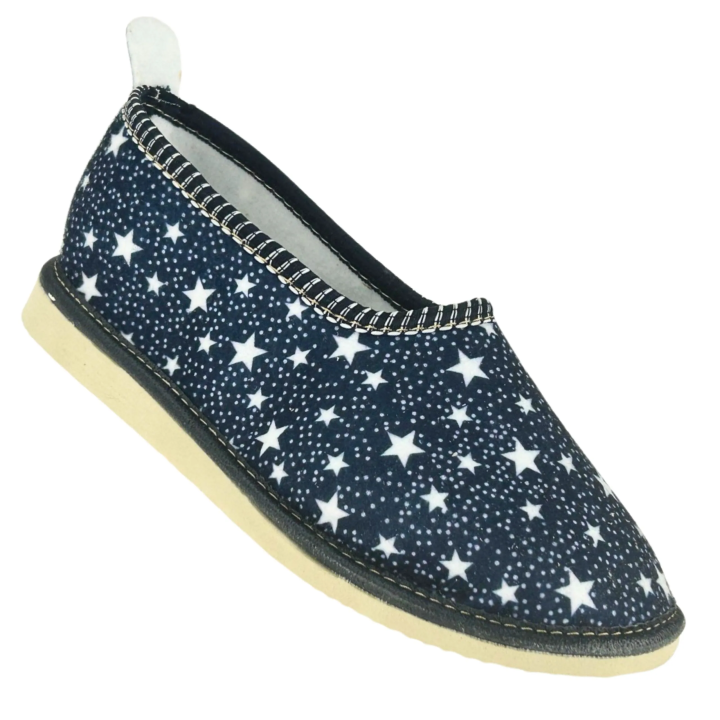 Damskie buty góralskie kapcie z piętą pantofle z piętą granatowe