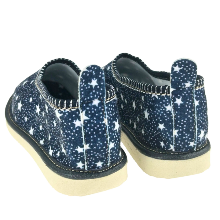 Damskie buty góralskie kapcie z piętą pantofle z piętą granatowe