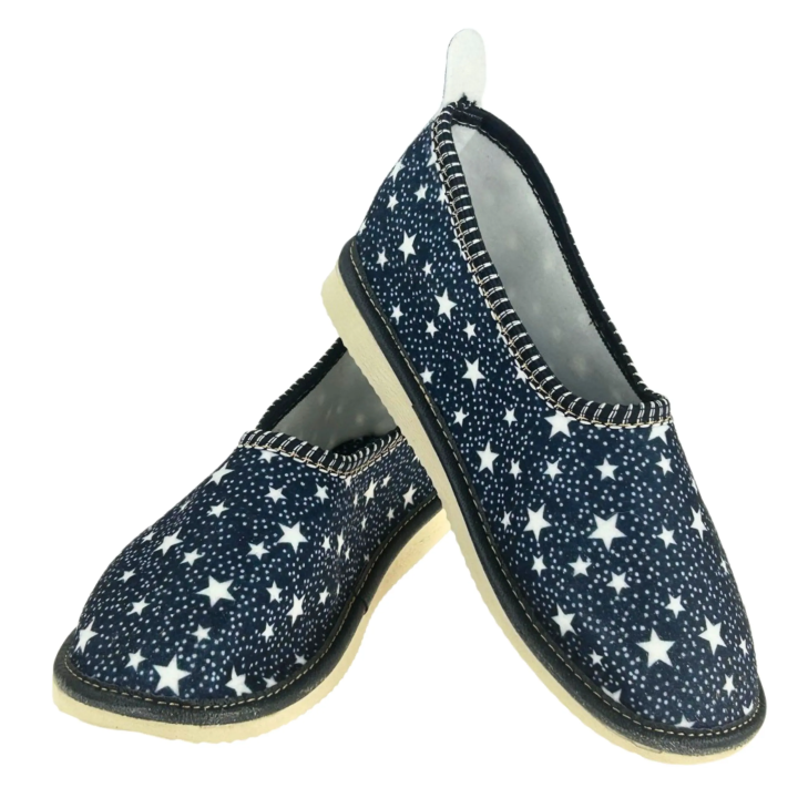 Damskie buty góralskie kapcie z piętą pantofle z piętą granatowe