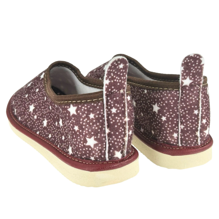 Filcowe pantofle z piętką bordowe kapcie damskie domowe