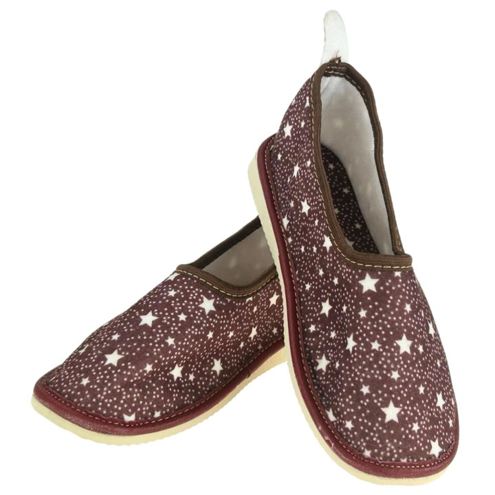 Filcowe pantofle z piętką bordowe kapcie damskie domowe