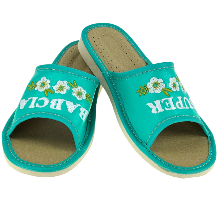 Kapcie damskie z napisem Super Babcia, prezent na Dzień Babci