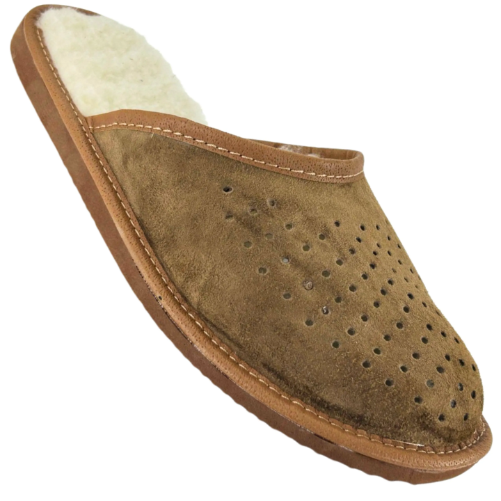 Zimowe pantofle męskie skórzane Ciepłe kapcie męskie na zimę