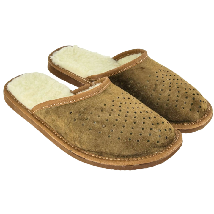 Zimowe pantofle męskie skórzane Ciepłe kapcie męskie na zimę