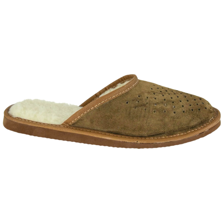 Zimowe pantofle męskie skórzane Ciepłe kapcie męskie na zimę