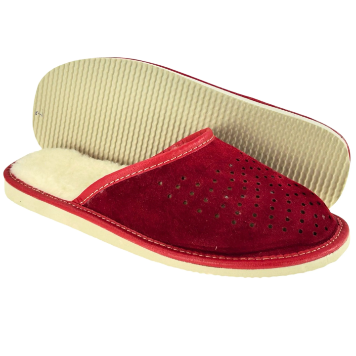 Świąteczne ocieplane kapcie męskie Skórkowe kapcie zimowe