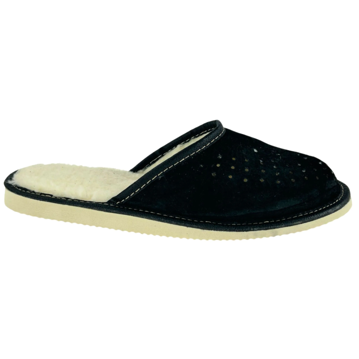 Skórzane kapcie zimowe męskie Wygodne laczki męskie na zimę - numer 492