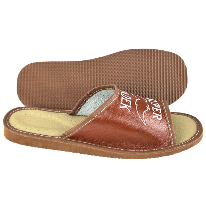 Kapcie domowe z napisem Super Dziadek Pantofle męskie na prezent