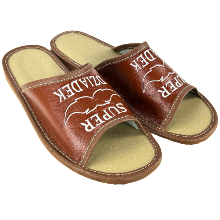 Kapcie domowe z napisem Super Dziadek Pantofle męskie na prezent