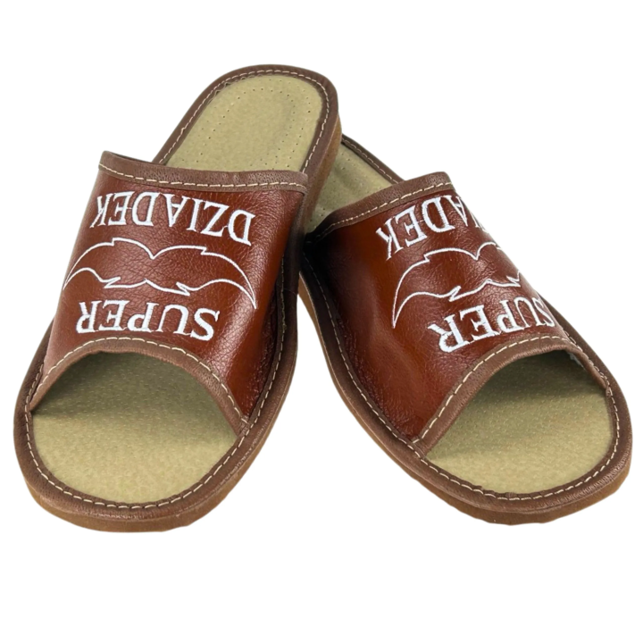 Kapcie domowe z napisem Super Dziadek Pantofle męskie na prezent