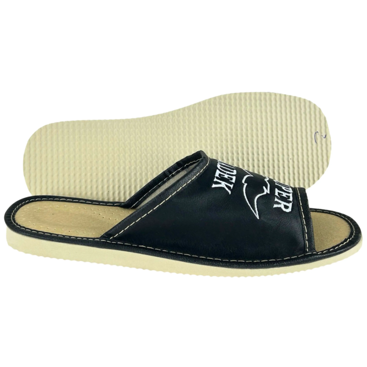 Kapcie dla Dziadka Czarne pantofle domowe z napisem super dziadek