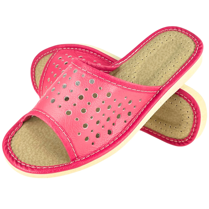 Różowe tanie pantofle domowe, wygodne kapcie damskie