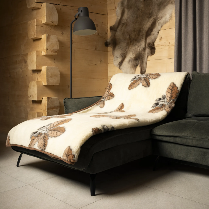 Narzuta Pled Ciepły koc Góralski miękki kocyk z wzorem liści klonu - numer 506