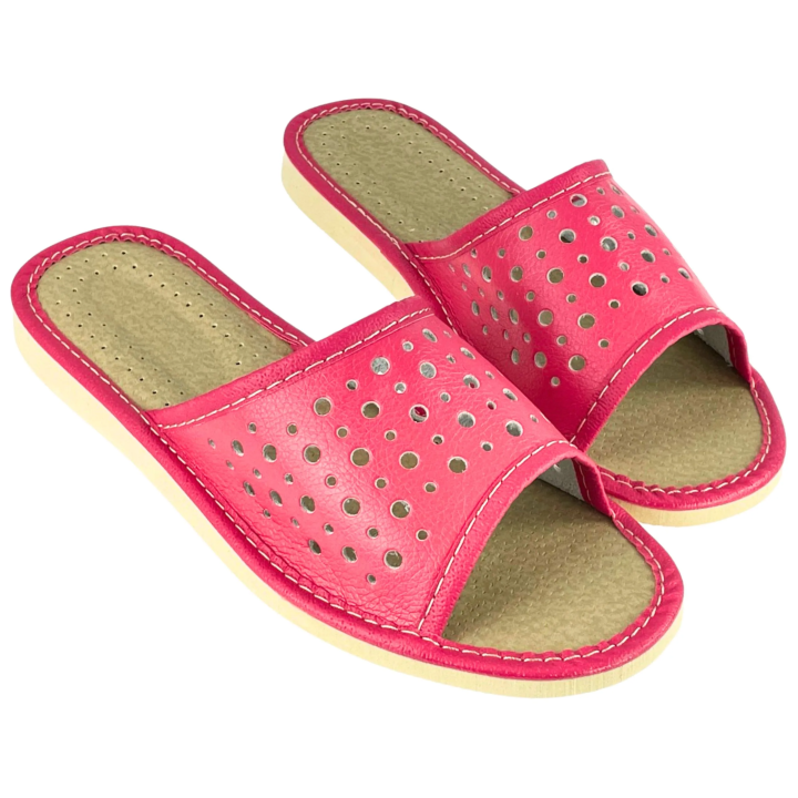 Różowe tanie pantofle domowe, wygodne kapcie damskie