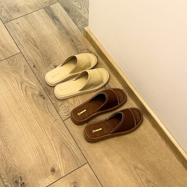 Kapcie Damskie Skórzane Wygodne Laczki Domowe Pantofle Domowe Lekkie