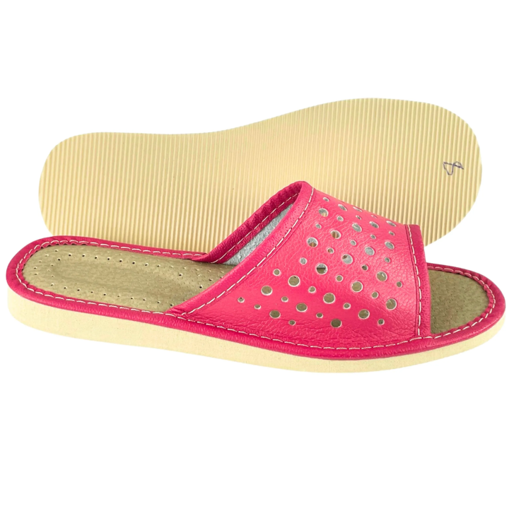 Różowe tanie pantofle domowe, wygodne kapcie damskie