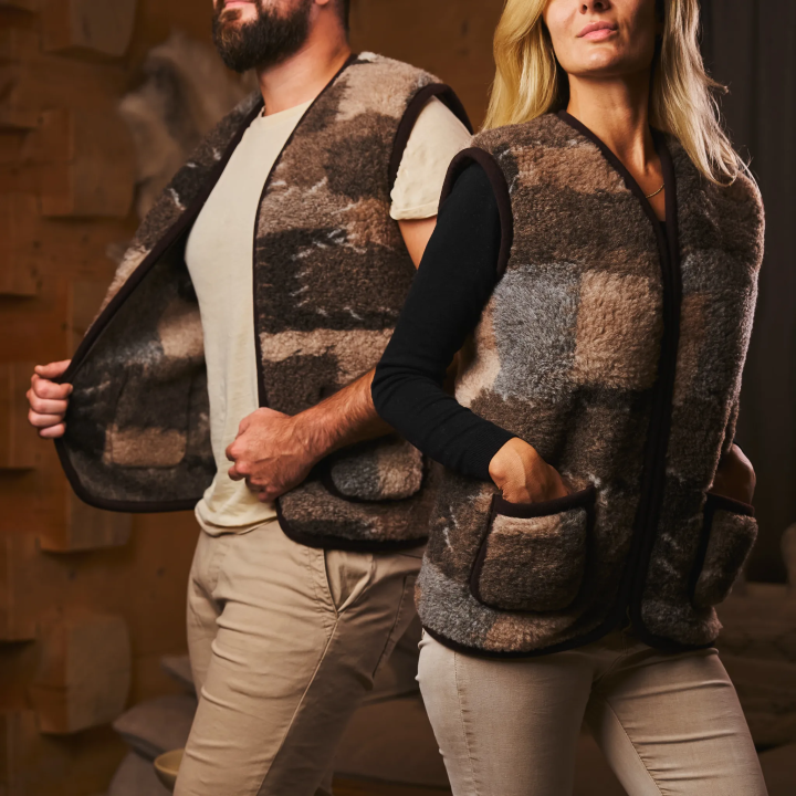 Bezrękawnik unisex, ciepła kożuszkowa kamizelka tradycyjna z gór
