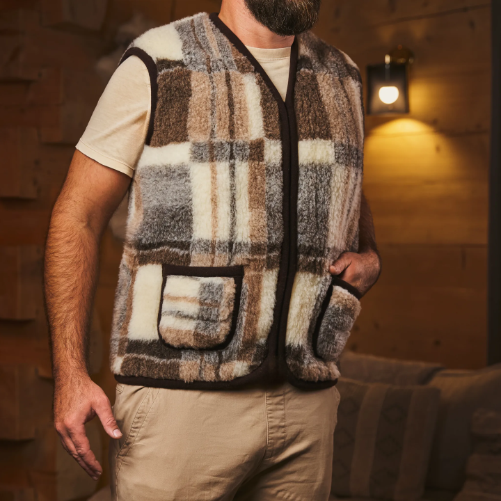 Kamizelka zimowa Ciepły Bezrękawnik Tradycyjny Kożuszek