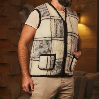 Kratkowy bezrękawnik Kamizelka w kratę Uniwersalna Kamizelka na Zimę