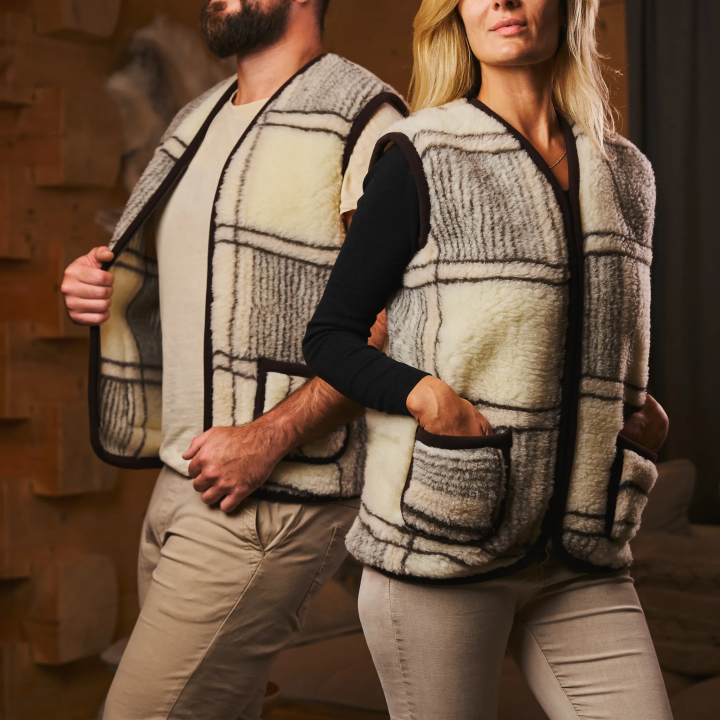 Kratkowy bezrękawnik Kamizelka w kratę Uniwersalna Kamizelka na Zimę - numer 523