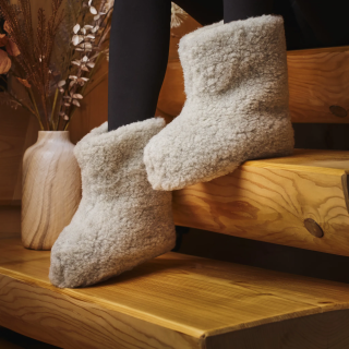 Szare bamboszki domowe Ciepłe laczki Kapcie - numer 532