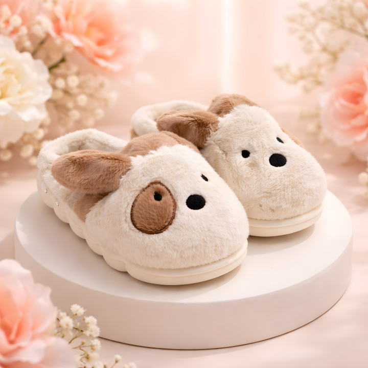 Dziecięce kapcie domowe "Piesek" Miękkie kapcie dla dzieci