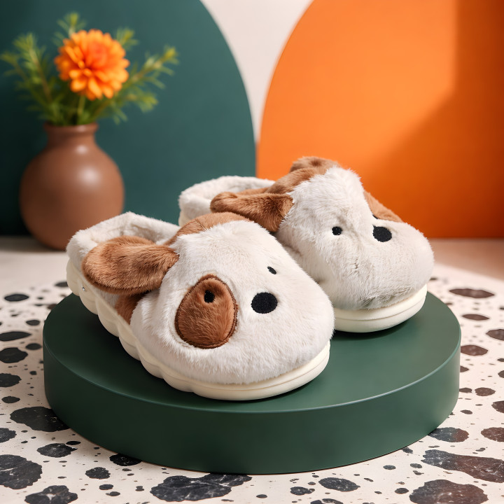 Dziecięce kapcie domowe "Piesek" Miękkie kapcie dla dzieci