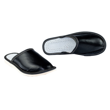 Czarne skórzane lacie damskie z krytymi palcami - numer 069