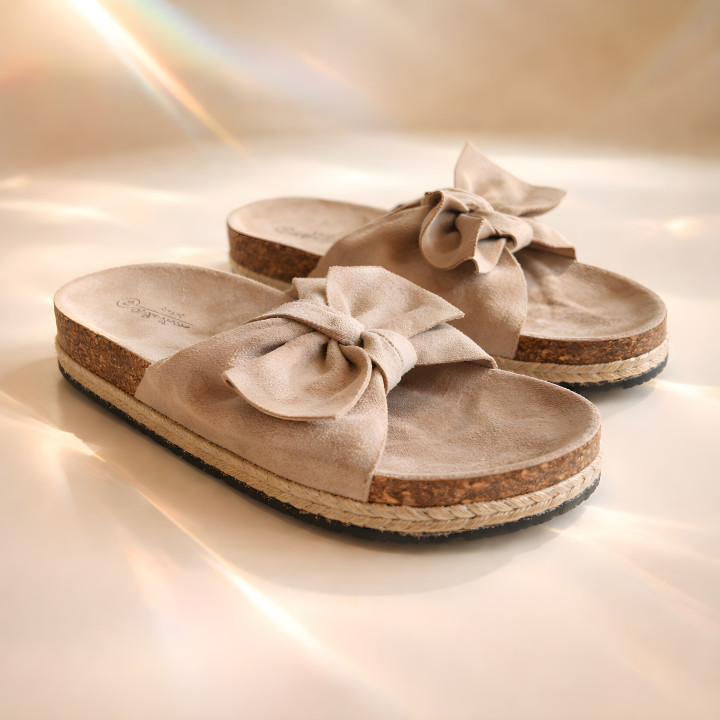 Kapcie damskie z kokardą Wygodne buty damskie