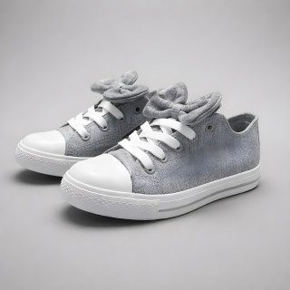 Trampki dziecięce szare uniwersalne, ściągana kokardka