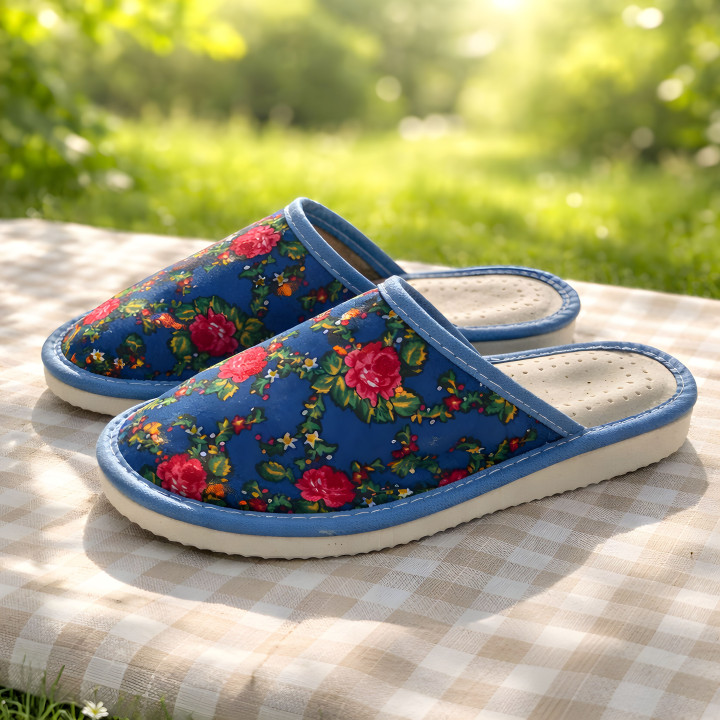 Regionalne kryte kapcie damskie, pantofle damskie góralskie