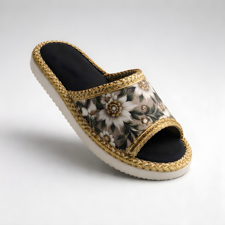 Klapki dziecięce, kapcie w kwiatowy wzór