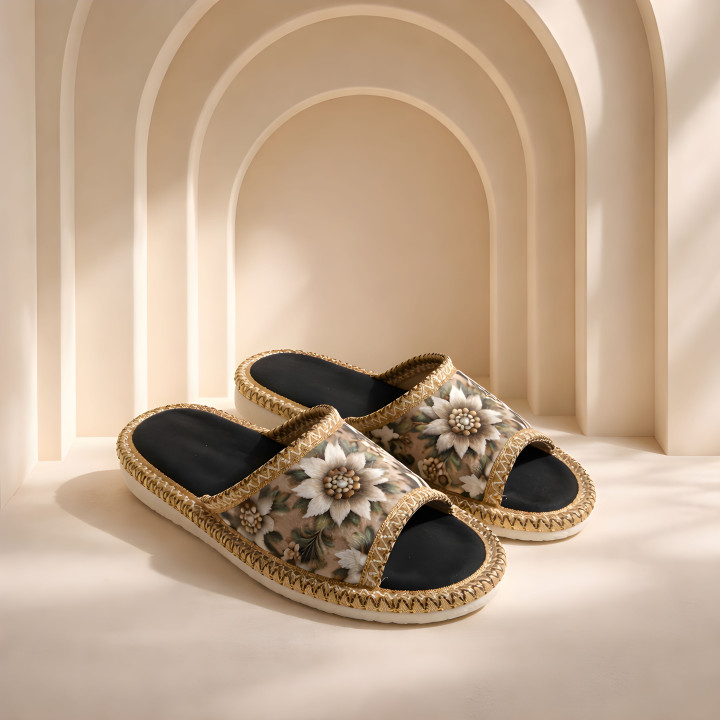 Klapki dziecięce, kapcie w kwiatowy wzór