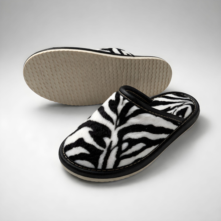 Kapcie wzór zeberki, klapki kryte dziecięce