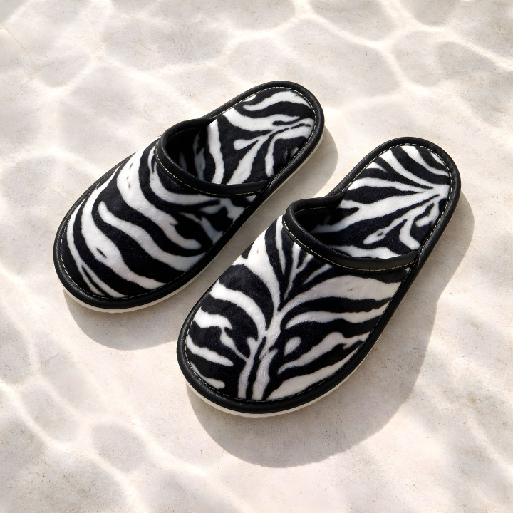 Kapcie wzór zeberki, klapki kryte dziecięce