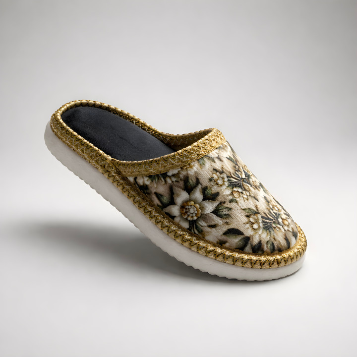 Kapcie dziecięce kryte, pantofle domowe w kwiaty