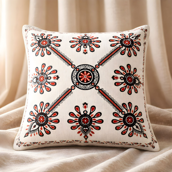 Biała poszewka na poduszkę, poszewka dekoracyjna styl góralski