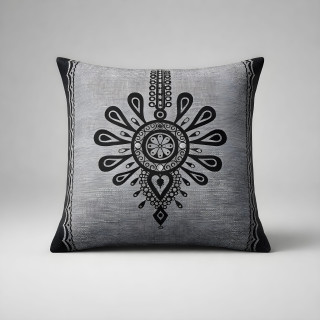 Poszewka w stylu regionalnym, szara poszewka dekoracyjna