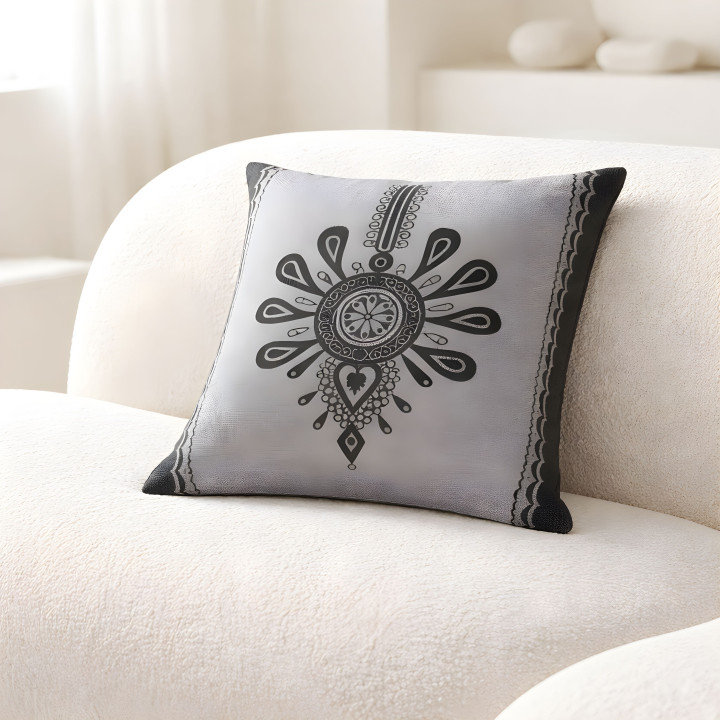 Poszewka w stylu regionalnym, szara poszewka dekoracyjna