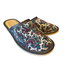 Kryte pantofle domowe z wzorem tureckim, materiałowe papcie damskie domowe - numer 075