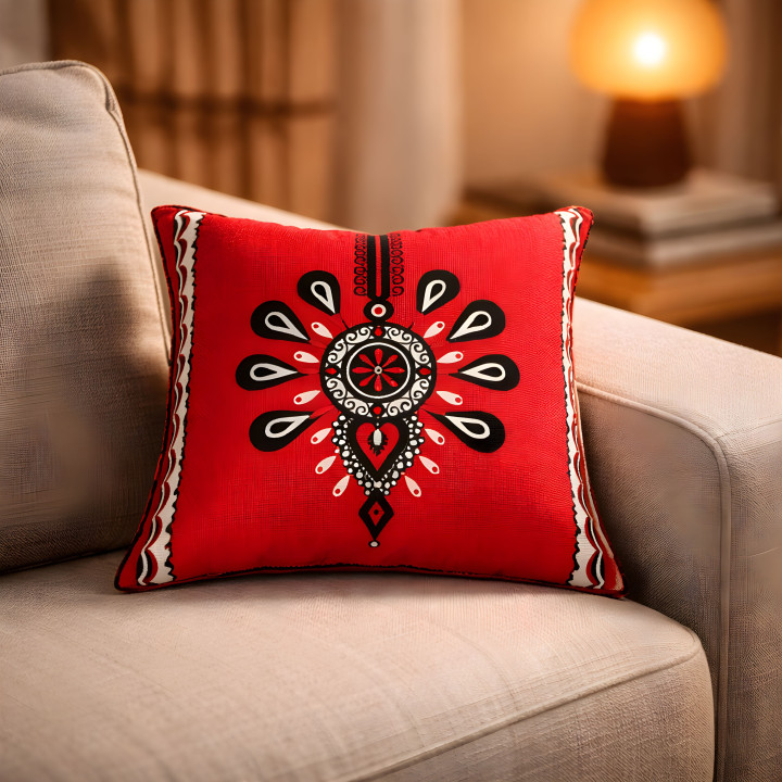 Poszewka dekoracyjna z parzenicą, Czerwona poszewka góralska