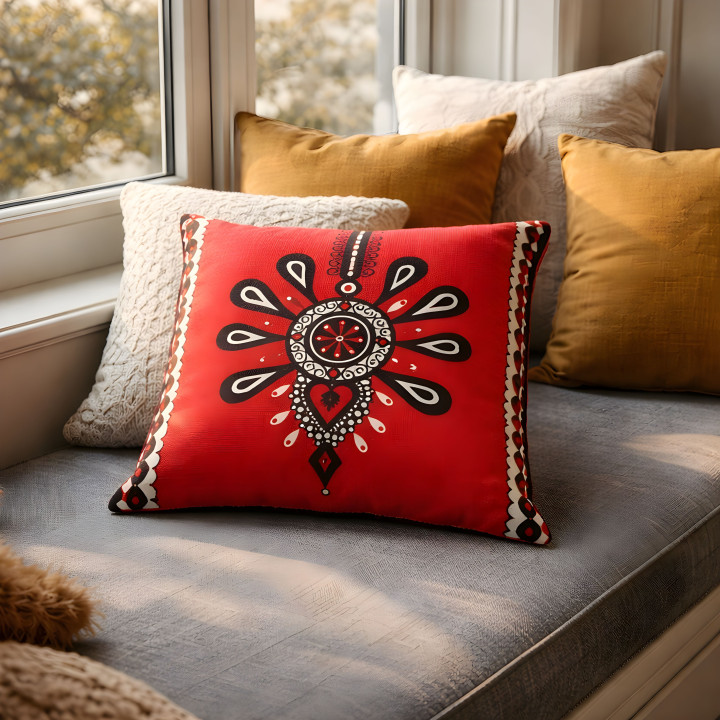 Poszewka dekoracyjna z parzenicą, Czerwona poszewka góralska
