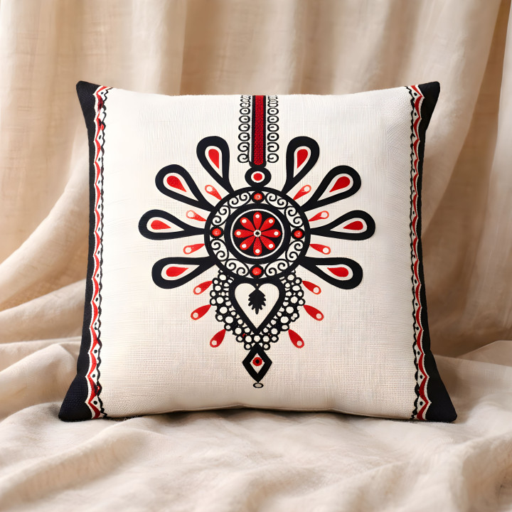 Poszewka na poduszkę, Poszewka biała w stylu góralskim