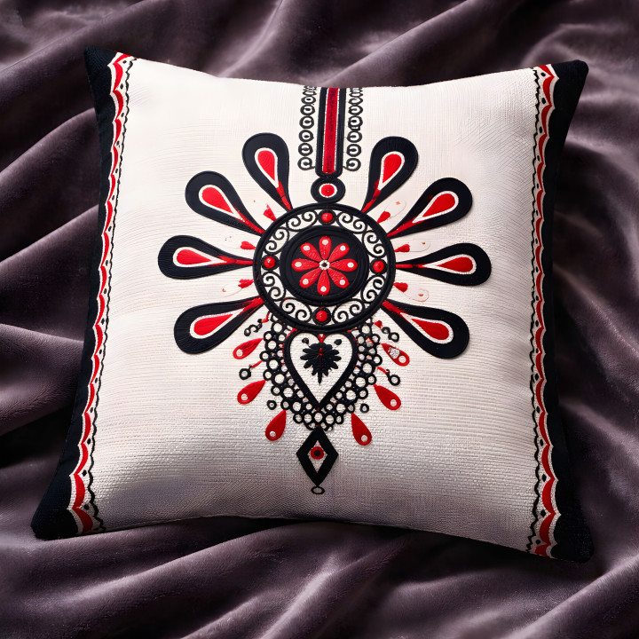 Poszewka na poduszkę, Poszewka biała w stylu góralskim