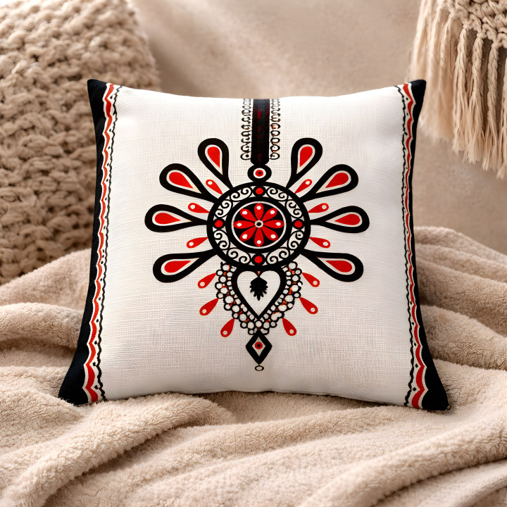 Poszewka na poduszkę, Poszewka biała w stylu góralskim