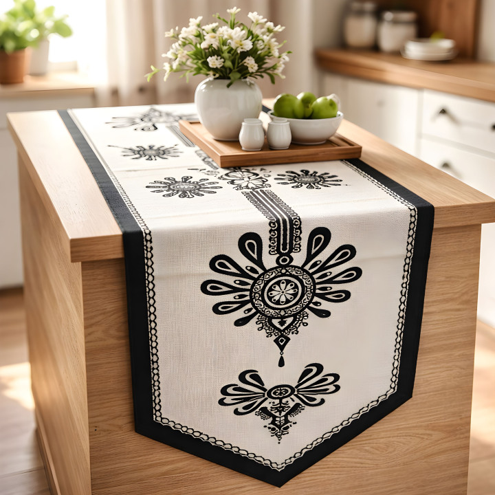 Bieżnik dekoracyjny, Czarno-biały góralski bieżnik