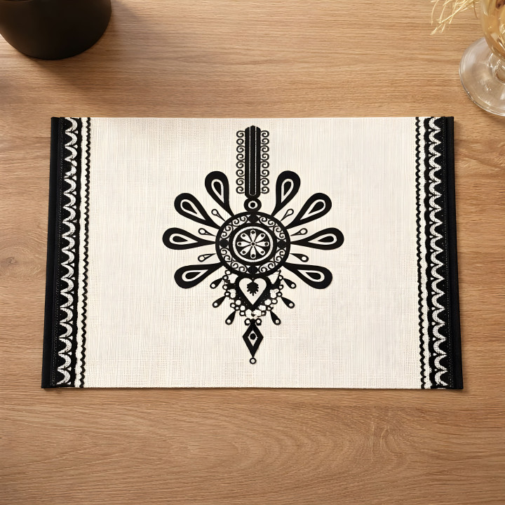 Podkładka na stół, Biało-czarna podkładka z parzenicą