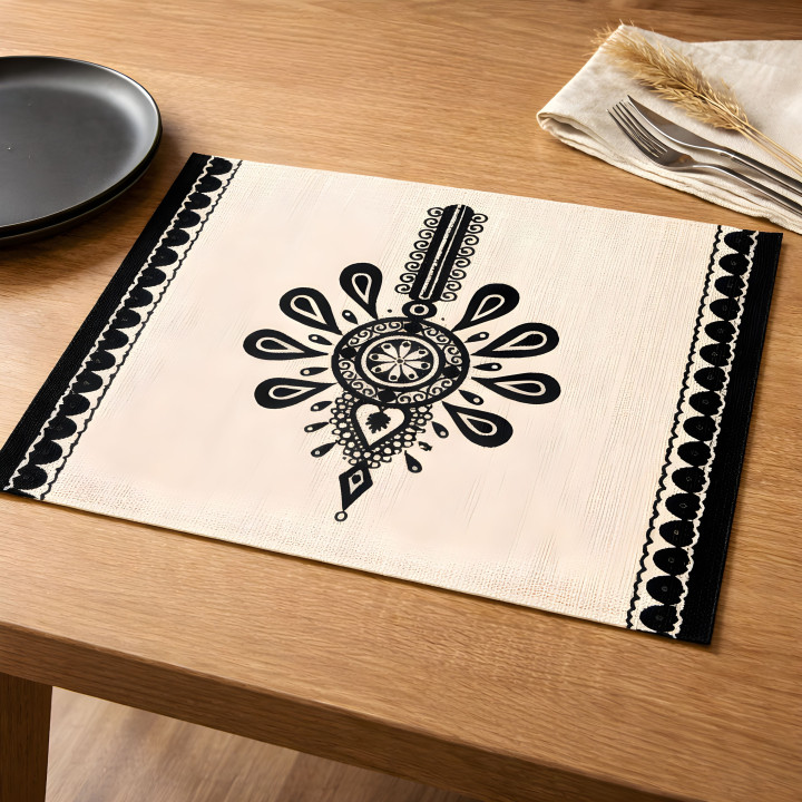 Podkładka na stół, Biało-czarna podkładka z parzenicą