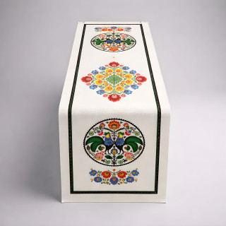 Bieżnik dekoracyjny biały, Bieżnik w stylu łowickim