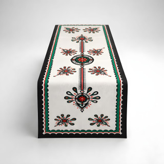 Dekoracyjny biały bieżnik, Styl góralski bieżnik